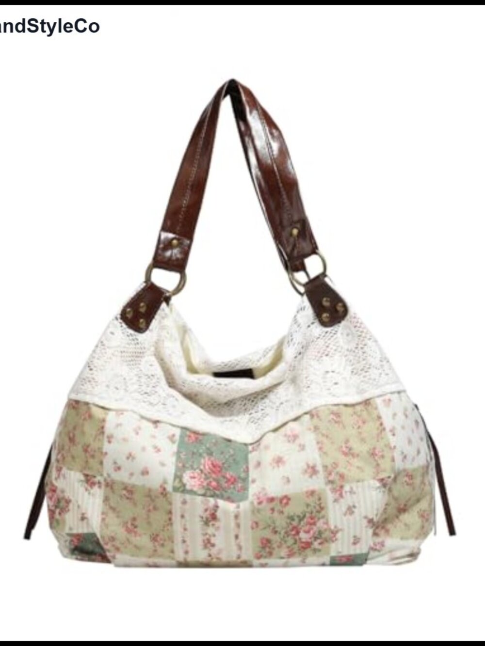 Vintage Lace Hobo Tote Bag with Zipper Pocket Women Shoulder Handbag